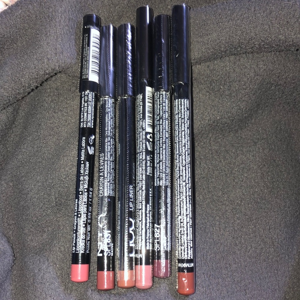 Lot bundle of 6 NYX lip pencils lip liners nudes